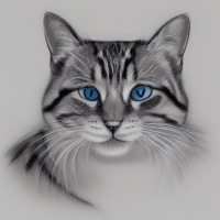 Животные Голубые глаза Коты Полосатые Серые 