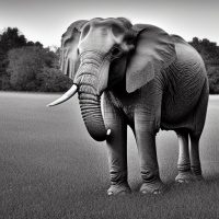 Животные Черно-белые Слоны Трава 