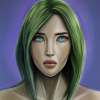 Люди Девушки Голубые глаза Зелёные волосы 