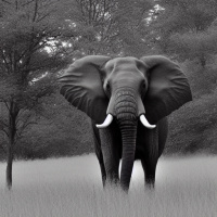 Животные Черно-белые Деревья Слоны 