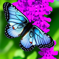 Насекомые Цветы Бабочки Синие 