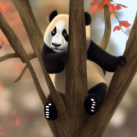 Животные Дикие животные Черно-белые Деревья Панды 