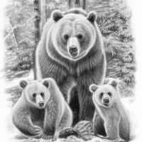 Животные Дикие животные Черно-белые Медведи Семья 
