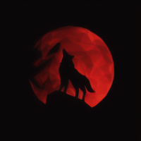 Животные Волки Горы Луна Красные 