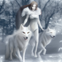 Животные Дикие животные Белые Пара Волки 