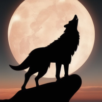 Одинокий волк воет на фоне луны