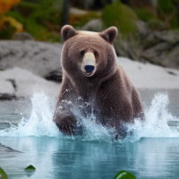 Животные Дикие животные Медведи Вода Водоемы Бурые 