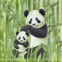Животные Дикие животные Черно-белые Панды Бамбук 
