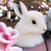 Животные Цветы Домашние животные Детеныши Белые Темные глаза Кролики 