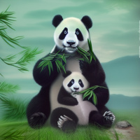 Животные Дикие животные Черно-белые Панды Бамбук 