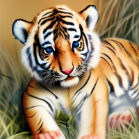 Животные Дикие животные Рыжие Голубые глаза Полосатые Детеныши Тигры 