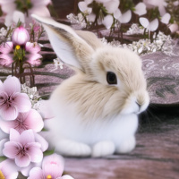 Цветы Домашние животные Белые Кролики 