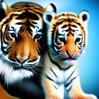 Животные Дикие животные Рыжие Полосатые Семья Тигры 