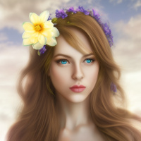 Люди Девушки Голубые глаза Цветы Длинные волосы Красные губы Светлые глаза 
