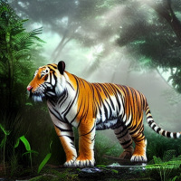 Животные Дикие животные Рыжие Полосатые Тигры Деревья 