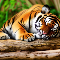 Животные Дикие животные Рыжие Полосатые Тигры Закрытые глаза 