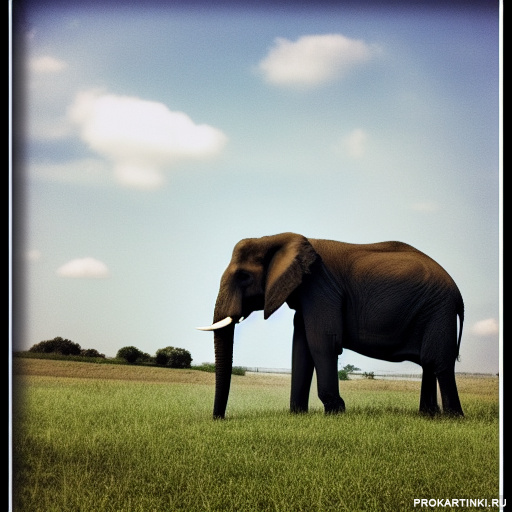 Природа Слоны Трава Облака 