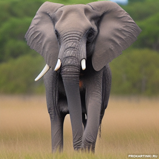 Животные Серые Слоны Трава 