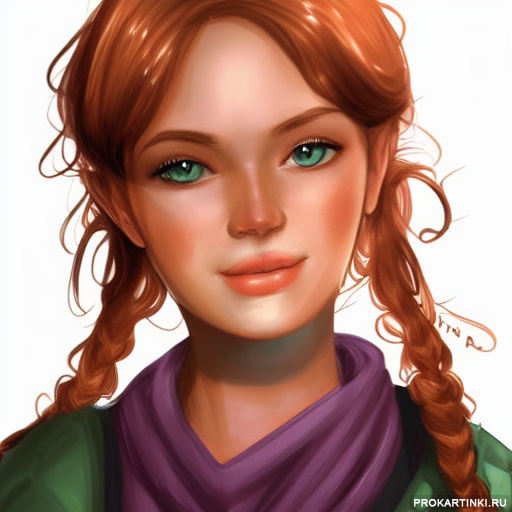 Девушки Зеленые глаза Рыжие волосы Косички 