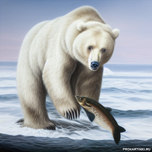 Животные Дикие животные Медведи Белые Рыбы 
