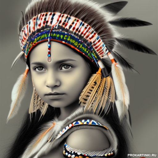 Люди Девушки Черно-белые Головные уборы Перья Индейцы 