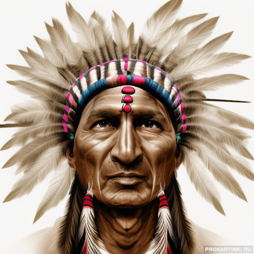 Люди Мужчины Головные уборы Перья Индейцы 