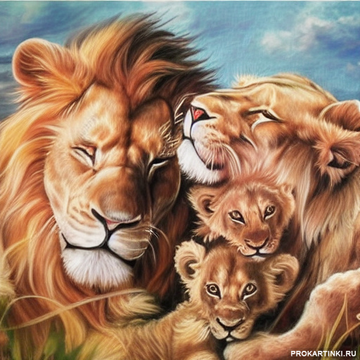 Животные Дикие животные Семья Львы 