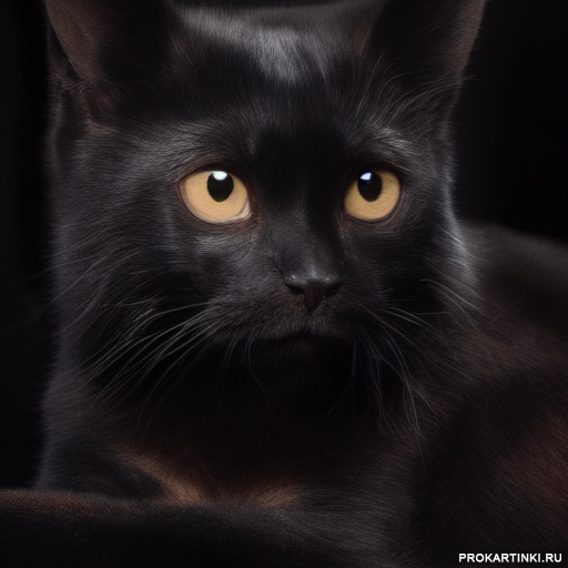 Животные Коты Домашние животные Желтые глаза Черные 